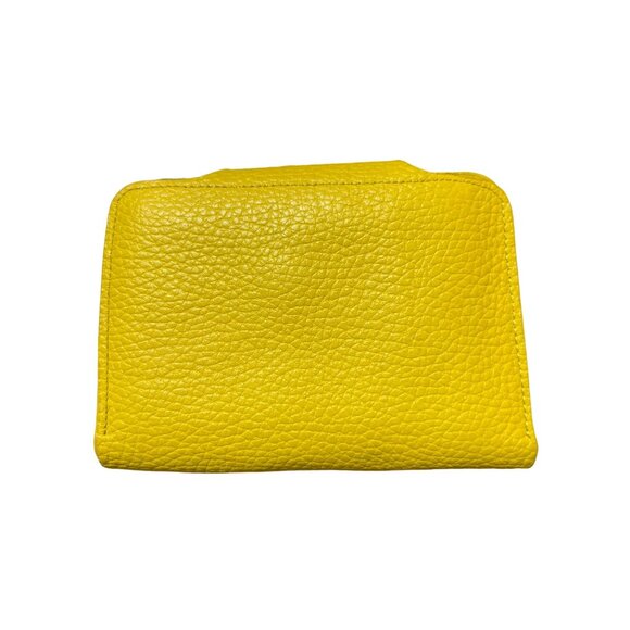 Bo Bo Bags CA Genuine Leather Mustard Yellow Wallet Polka Dot Lining Snap Cards - Picture 2 of 5